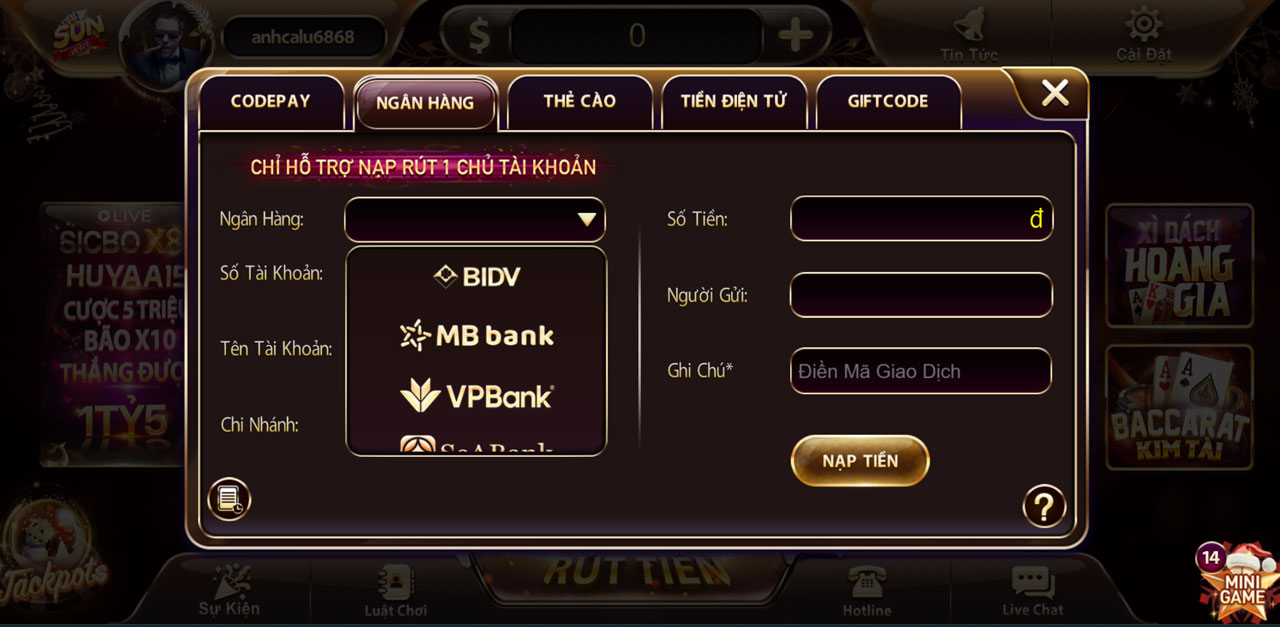 trang nạp rút sunwin